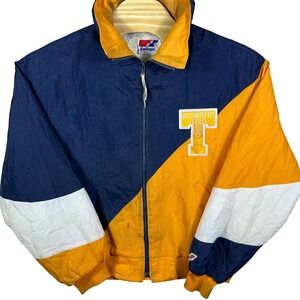 VINTAGE 90s Tennessee Volunteers Bomber Jacket Mens L Navy Orange Nylon USA Made